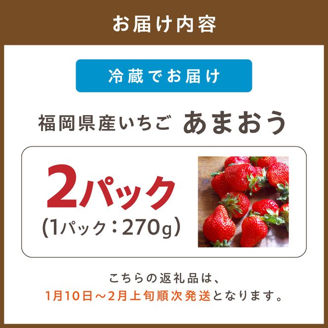 【先行予約受付中】【2027年1月10日～2月上旬順次発送】福岡県産いちご「あまおう」270g×2パック【hurrah.】_HA1971