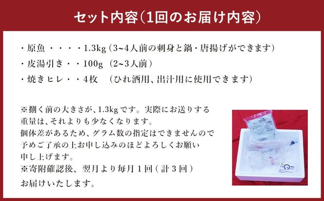 【3ヶ月定期便】国産養殖！とらふぐ簡単調理で味わえるセット 吉宝ふぐ 1.3kg×3回 ふぐ 河豚 フグ とらふぐ トラフグ 鍋 ふぐ鍋 熊本県 上天草市【2025年10月下旬～2026年4月上旬発送予定】