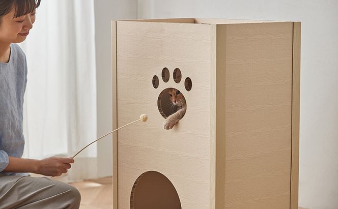 キャットタワー 低め 段ボール ねこねこタワー アイリスオーヤマ 2段 P-NT2 おしゃれ 段ボールハウス キャットハウス かわいい 猫 ネコ cat キャット キャットツリー ボックス ハニカム構造 