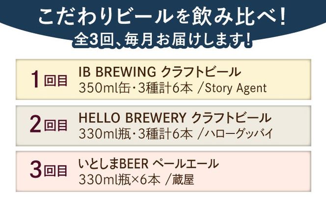 【全3回定期便】ご当地ビール飲み比べ定期便 クラフトビール 地ビール 糸島市[AAH014]