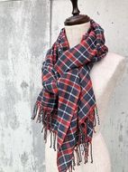 ito to iro 手染め・手織り仕上「ストール」メリノウール100% タータンチェックストール(1) ファッション小物 