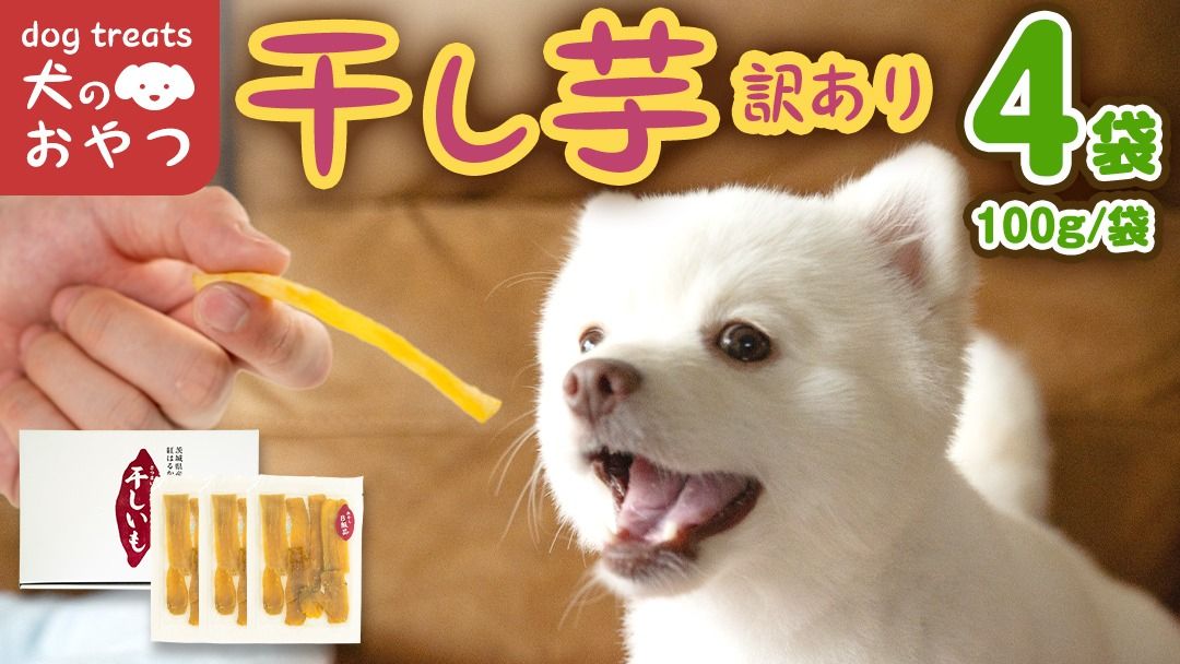 犬のおやつ 国産 干し芋 無選別 訳あり 400g (100g × 4袋) 送料無料 保存料不使用 ドックフード 国産手作り さつまいも 人気 個包装 栄養 効能 犬 わんちゃん 少量 小分け マツコの知らない世界 [EA18-NT]