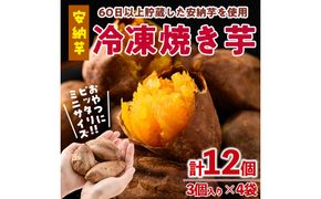 おやつ芋 安納芋 冷凍 焼き芋(計12個・3個入り×4袋) 焼芋 やきいも さつまいも さつま芋 レンジ 安納芋 小分け おやつ 【YO-10】【株式会社陽】
