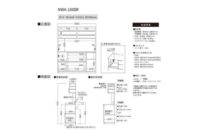 キッチンボード NWA-1600R  [No.1094]