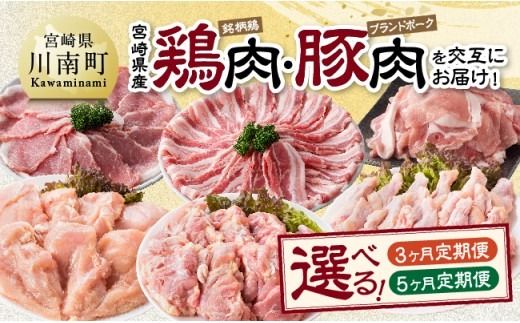 ※定期便回数が選べる※宮崎県産 鶏肉（銘柄鶏）・豚肉（ブランドポーク）を交互にお届け！ - 鶏肉 鶏 若鶏 もも むね 手羽元 豚肉 こま切れ ロース バラ スライス セット 宮崎県産 川南町 おうち時間 おうちごはん 送料無料 [B05304t3][B05304t5]