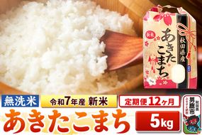 《定期便12ヶ月》令和7年産 新米 【無洗米】 あきたこまち 5kg|23_kml-020512