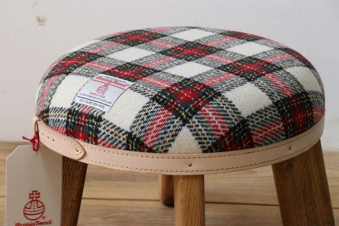 まぁるいスツール【イタリアンチェック】 子供 椅子イスキッズ HARRIS TWEED（ハリスツイード）家具  Z111VC04