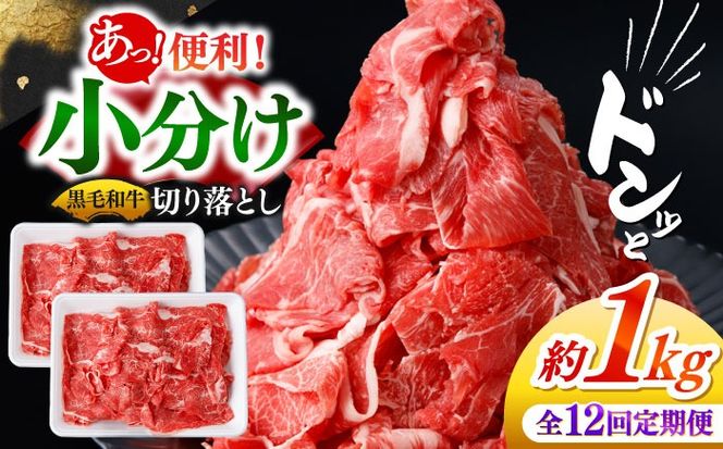 【12回定期便】国産 黒毛和牛 熟成肉 切り落とし計1kg（500g×2パック）/ 小分け 国産牛 お肉 牛肉 切落し 冷凍 焼肉 すき焼き / 南島原市 / ふるさと企画[SBA097]