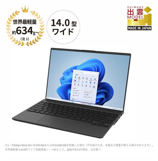 【2025年モデル】ノートパソコン 富士通 FMV WU5-K3 Windows11 IntelCoreUltra5 225U メモリ8GB 約256GB SSD Office有り 322032_CK095