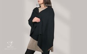 G3611 100％ピュアカシミヤ・大判ストール ブラック フリンジ無し【高級 カシミア おしゃれ ファッション 防寒 かしみあ】