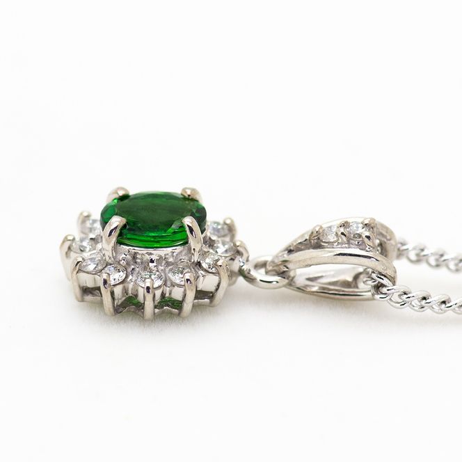 グリーンガーネット ペンダント 0.3ct K10WG/K10YG (13403) ネックレス ペンダント グリーンガーネット ホワイトゴールド イエローゴールド ダイヤモンド ジュエリー アクセサリー 山梨県 甲斐市 BR-87