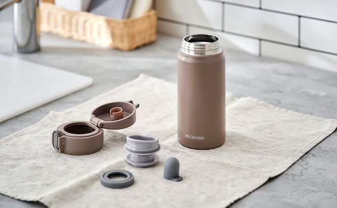 ステンレスマグボトルワンタッチ モカ SM-O350 アイリスオーヤマ 雑貨 水筒 保温 保冷 持ち運び 職場 学校 お出かけ ロック付き 