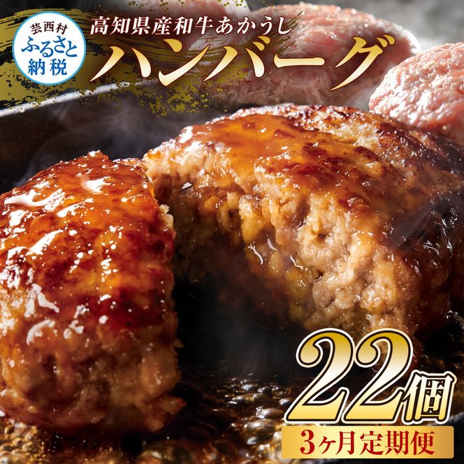 【CF-R7hbk】t215cdm　創業50年老舗レストランの幻の和牛あかうしハンバーグ120g×22ケ 3ヶ月定期便 土佐あかうし 美鮮豚 牛肉 高級 ハンバーグ 冷凍 美味しい 肉汁ハンバーグ 焼くだけ 小分け 個包装 高級 国産 定期便 