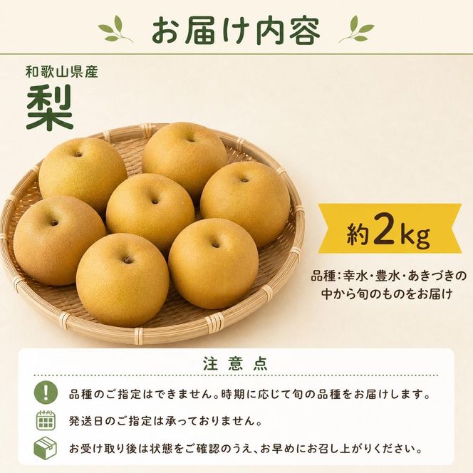 紀州和歌山産の梨 約2kg 化粧箱入◇