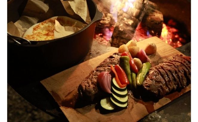 GRIMAN ( グリマン ) コース ( 焚き火 料理体験 ) ペア　池田山麓 料理体験 地物 鶏卵 鶏肉 野菜 魚 地酒 日本酒 ワイン 岐阜県 池田町
