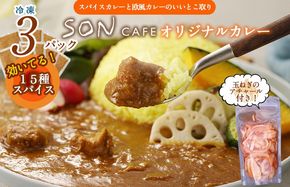 099H3782 【圧倒的企業努力】15種スパイスを使用したSONカフェ特製カレー 200g×3P&玉ねぎのアチャール×1P  いずみピクルス NSW 