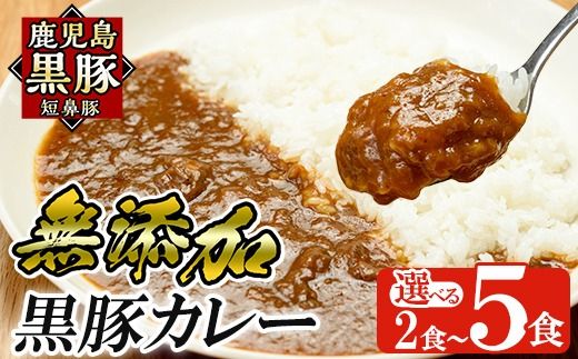 a106 ＜選べる個数＞鹿児島黒豚「短鼻豚」無添加カレー 1食 200g (2食・5食)【鹿児島ますや】姶良市 国産 鹿児島県 肉 豚 豚肉 黒豚 スパイス カレー スパイシー 温めるだけ 簡単