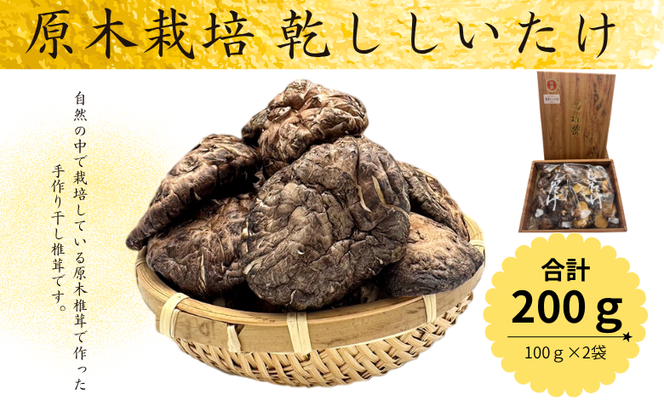 原木栽培 乾ししいたけ 100g×2袋／兵庫県新温泉町産　乾燥しいたけ 干し椎茸 バーベキュー 炊き込みご飯 煮物