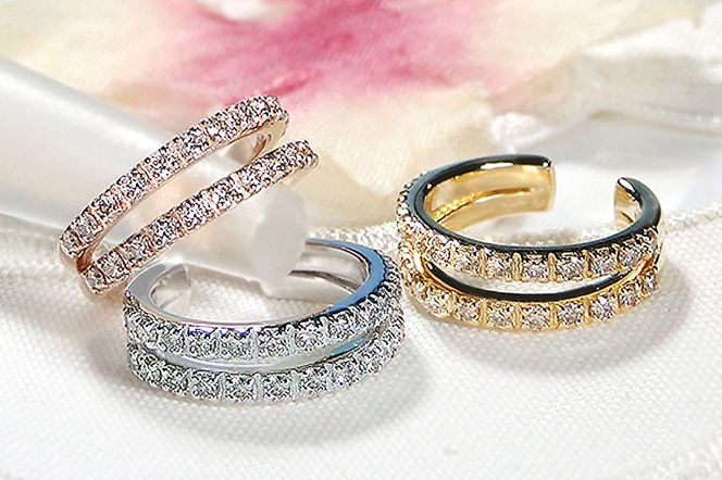 K18PG ダイヤモンド 2連 イヤーカフ【片耳用】【0.26ct】 EmP0074-18P SWCJ001-pg