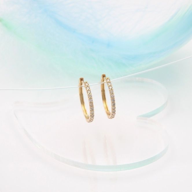 K18 0.30ct ダイヤモンド フープピアス　FP-000331 SWBT023-k18