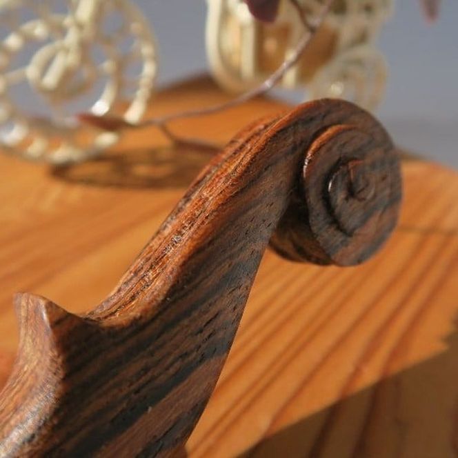 木製かんざし スクロール型 ［195S27］ 選べる 素材 ボコーテ 黒檀 木製 かんざし 緩みにくい 塗装不使用 固定型 飾り用 経年変化 耐久性 髪飾り 和風アクセサリー ヘアアクセ ヘアアクセサリー 愛知県 小牧市 送料無料