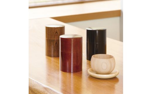 山中塗 嘉匠菴 欅 共木茶筒 赤摺 化粧箱 天然木 茶筒 轆轤挽き 漆器 父の日 母の日 敬老の日 ギフト 伝統工芸 工芸品 国産 日本製 復興 震災 コロナ 能登半島地震復興支援 北陸新幹線 F6P-0201
