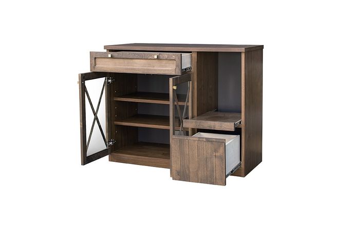 リギ 105 カウンター ガラス戸【完成品 ヴィンテージ 真鍮 アルダー無垢 ガラス扉 収納家具】(H062393)