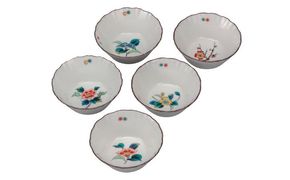 九谷焼　 3.5号小鉢揃　草花絵変り　a01 食器 キッチン雑貨 キッチンアイテム 雑貨 小物 お皿 小皿 食卓 テーブルコーディネート 