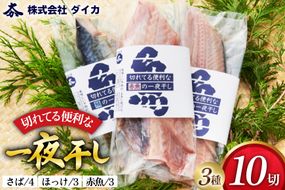 干物 切れてる便利な一夜干し 3種10枚 [気仙沼市物産振興協会 宮城県 気仙沼市 20565256] 詰め合わせ ひもの 冷凍
