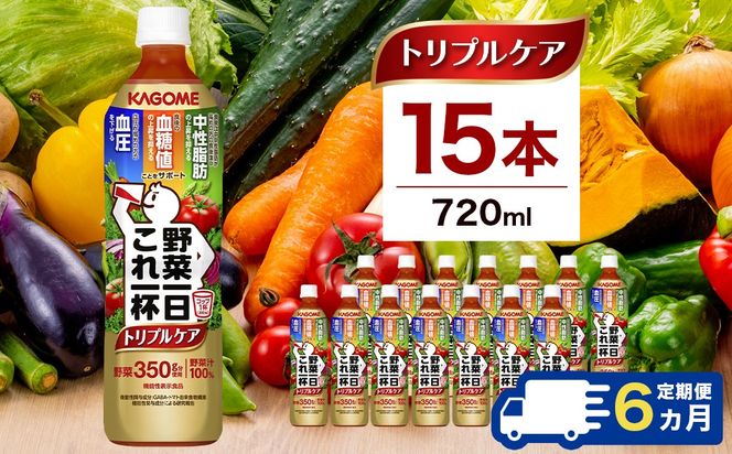 ns111-042 【定期便6ヶ月】カゴメ　野菜一日これ一杯トリプルケア 720ml 15本入 