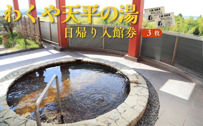 [美肌の湯]わくや天平の湯 日帰り温泉 入館回数券 3回分 / 温泉 スパ 日帰り温泉 美肌効果 露天風呂 ひのき風呂 サウナ チケット 利用券 涌谷町 [machikan001]