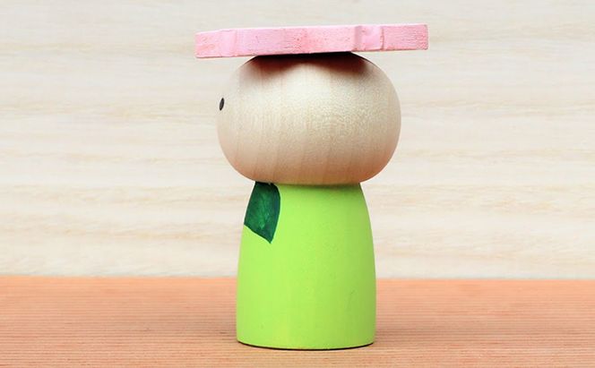 【うらにわあとりえ】さくらっきーこけし 1体 ゆるキャラ ご当地キャラクター シンボリック オリジナル 工芸品 新感覚 アート 手作り 観光物産品 インテリア 
