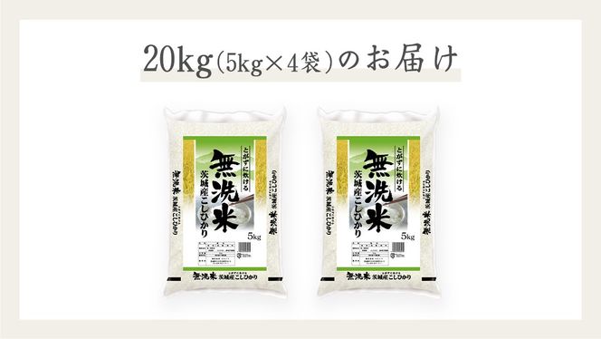 《令和6年産》茨城県産 無洗米 コシヒカリ 20kg ( 5kg × 4袋 ) こしひかり 米 コメ こめ 五ツ星 高品質 白米 精米 時短 期間限定 新米 [AC029us]