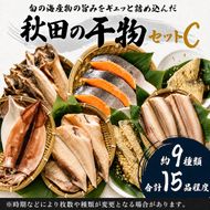 干物セット 15品程度(9種類程度)「秋田のうまいものセットC」 (9種 セット 人気 詰合せ 詰め合わせ さば カレイ 鮭） サーモン 魚貝類 一夜干し 