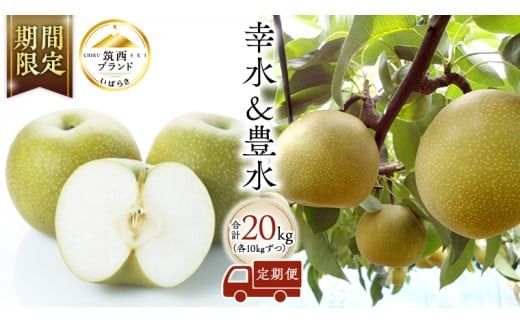 梨 2種 ( 幸水 ＆ 豊水 各10kg 合計20kg ) 定期便 セット 2026年産 先行予約 なし ナシ 赤梨 食べ比べ 食べくらべ [AE023ci]