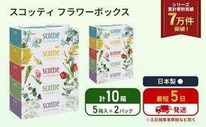 ティッシュ スコッティ フラワーボックス 10箱 ( 5箱 × 2パック ) ティッシュ