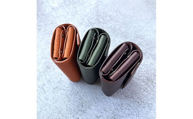 本革 三つ折りミニ財布 シボ入り栃木レザー ファッション小物 革小物 レザー小物 ウォレット コンパクト カード入れ 小銭入れ お札入れ 