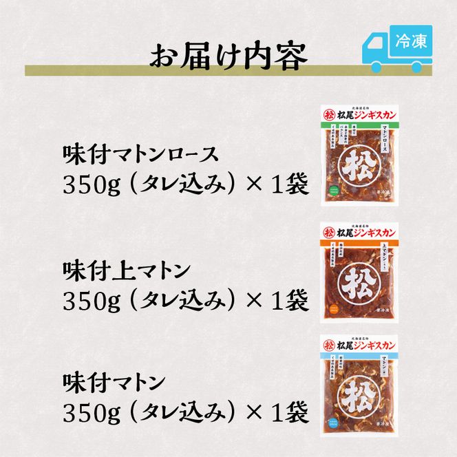 味付けマトンセット 計1.05kg 味付マトンロース 味付上マトン 味付マトン 各350g×1 羊 ラム ジンギスカン ロース 肩肉 もも肉 セット 詰合せ