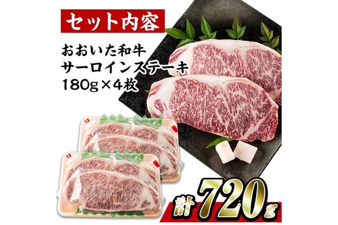 おおいた 和牛 サーロイン ステーキ (計720g・180g×4枚) 国産 豊後牛 BBQ バーベキュー 惣菜 やきにく おかず 百年の恵み 大分県 佐伯市【BD194】【西日本畜産 (株)】