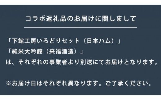 【 筑西市 ふるさと納税限定 コラボ 】 《  「下館工房」いろどりセット & 純米大吟醸 別誂 》 日本ハム 茨城県産 豚肉 食べ比べ 食べくらべ 詰め合わせ ウインナー 5種 日本酒 純米大吟醸 来福酒造 [ZZ018ci]