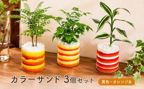カラーサンド 3個 セット 黄色・オレンジ系 植物 インテリア ガーデン 
