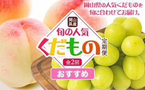 岡山県産 旬の 人気 くだもの おすすめ 定期便 全2回 桃 約1.3.kg (4～8玉前後) シャインマスカット 約1.3kg (2房) 《7月上旬-11月中旬頃出荷》フルーツ 果物 定期便 お取り寄せ デザート 送料無料---osy_cmstei_24_25000_jul2---