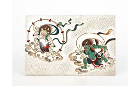 【文庫屋大関】パーソナルホルダー　風神雷神【皮革工芸品】 雑貨 日用品 ブックカバー パスポートケース 貴重品入れ マルチケース シンプル 和風 革小物 