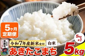 ＜令和7年産新米受付＞《定期便5ヶ月》【白米】あきたこまち 5kg|23_bla-040505