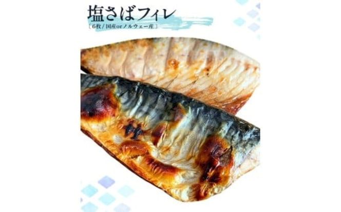 G7319_迷ったらコレ！！魚鶴商店の天然紅サケ 1kg & 塩さば 6枚セット