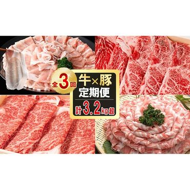 【定期便全3回】贅沢！国産黒毛和牛・豚肉定期便(3ヶ月連続・総量3.2kg以上) t0039-003