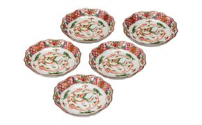 九谷焼　4.2号皿揃　赤絵鳳凰 （5枚セット）a01 食器 キッチン雑貨 キッチンアイテム 雑貨 小物 お皿 丸皿 食卓 テーブルコーディネート 華やか 