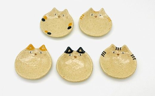 猫小皿5枚セットBASIC【716】_HA1725
