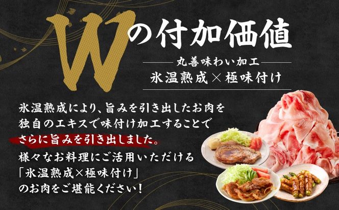mrzZ024 国産豚肉 4種 定期便 2.4kg×3回【氷温熟成×極味付け 小分け 300gパック ぶたにく 普段使い 野菜炒め 切り落とし 毎月配送コース】