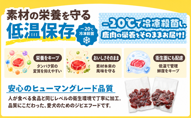 【愛犬用】カット鹿肉（ぶつ切り）1kg（200g×5P）＜ペット ペットフード 犬 ワンちゃん個包装 餌 毎日 ジビエ 犬用 おやつ 鹿肉 愛媛県産 鬼北町 ドッグフード 冷凍殺菌 特定非営利活動法人Cambio＞
